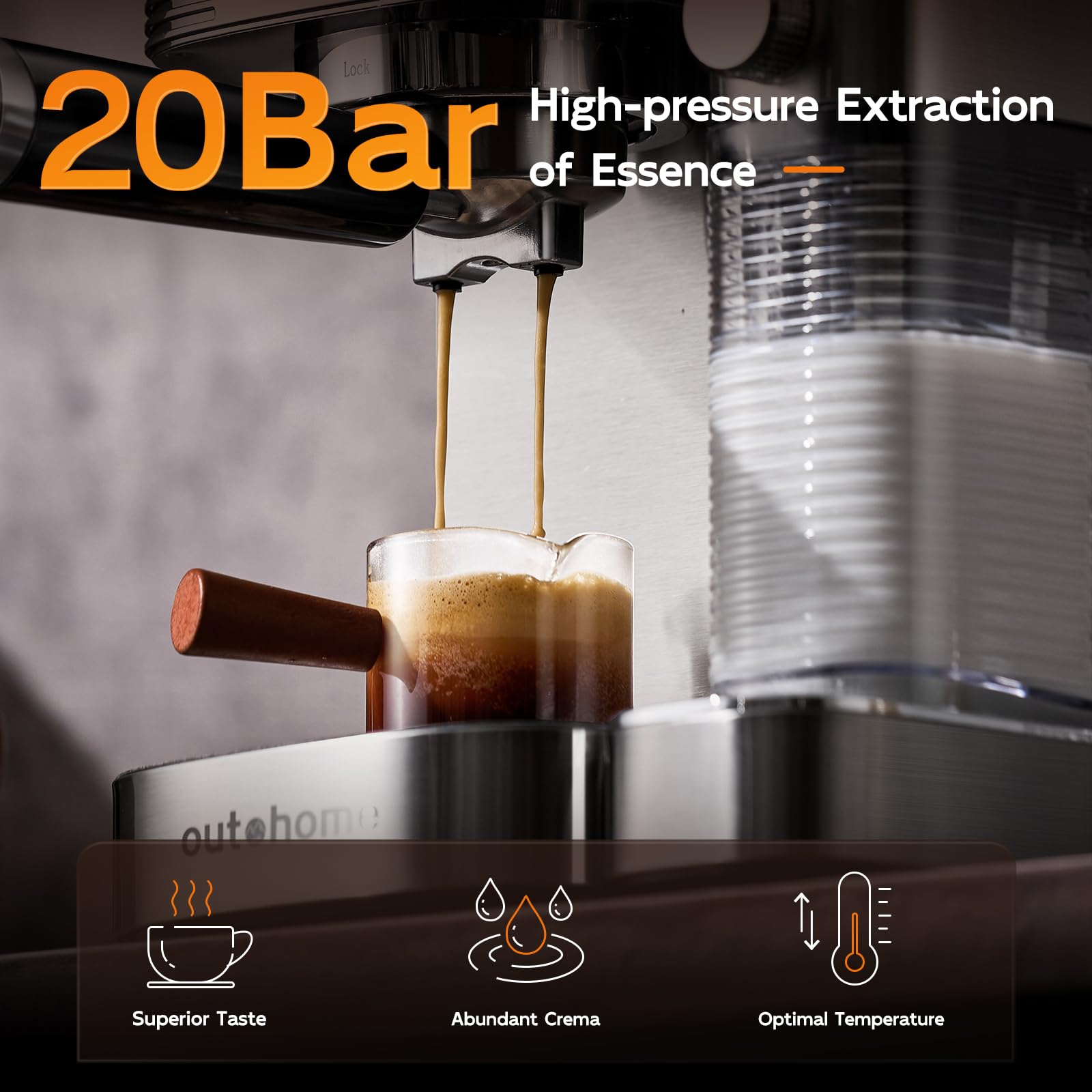 20 Bar Espresso Machine with Automatic Milk Frother - Stainless Steel Coffee Maker for Latte & Cappuccino, 1350W Dual Heat System, Includes Filters & ESE Pod - Perfect for Home & Office Coffee Brewing