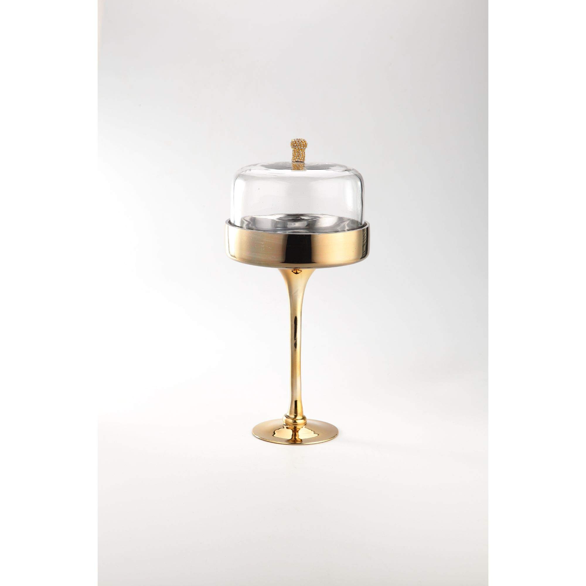 CC Home Furnishings 16-Inch Clear & Gold Glass Tabletop Decor - Elegant Centerpiece for Living Room, Bedroom, or Office