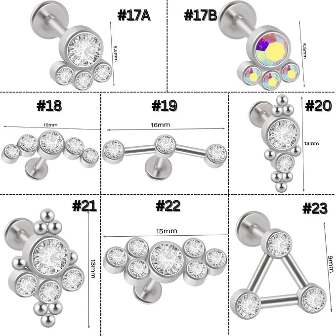 16G Titanium Flat Back Push Pin Lip Studs - Body Jewelry for Lip Piercing | DL045 | Perfect for Everyday Wear, Parties & Special Occasions