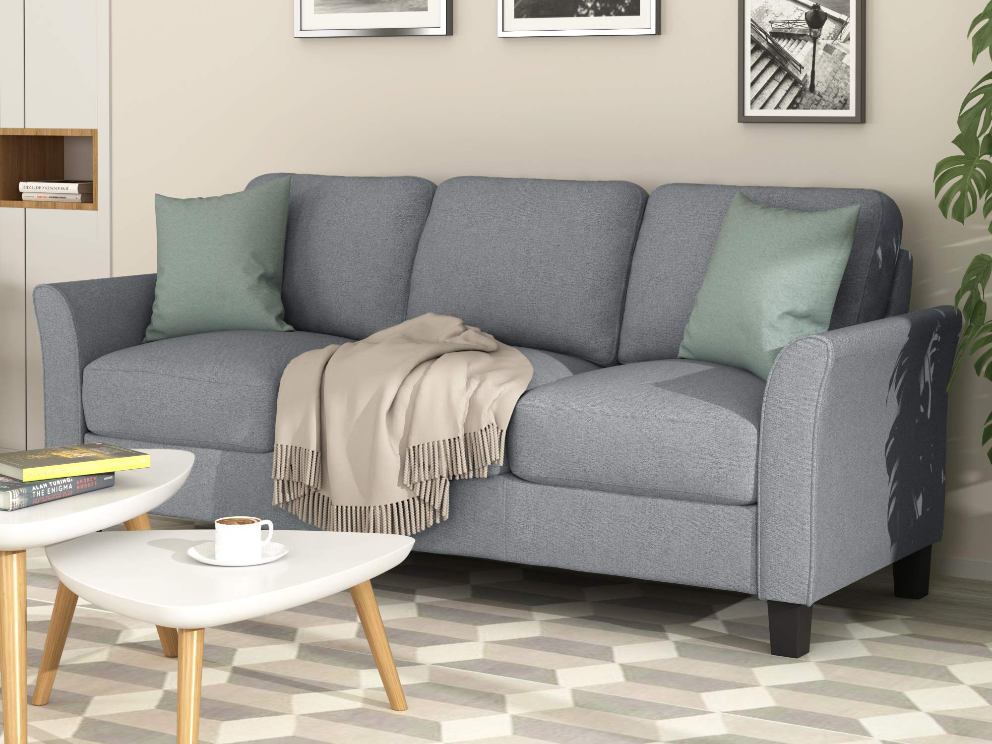 Merax Modern 3-Seat Upholstered Sofa - Linen Fabric Living Room Couch for Home, Office & Lounge | Comfortable Contemporary Furniture for Relaxing & Entertaining