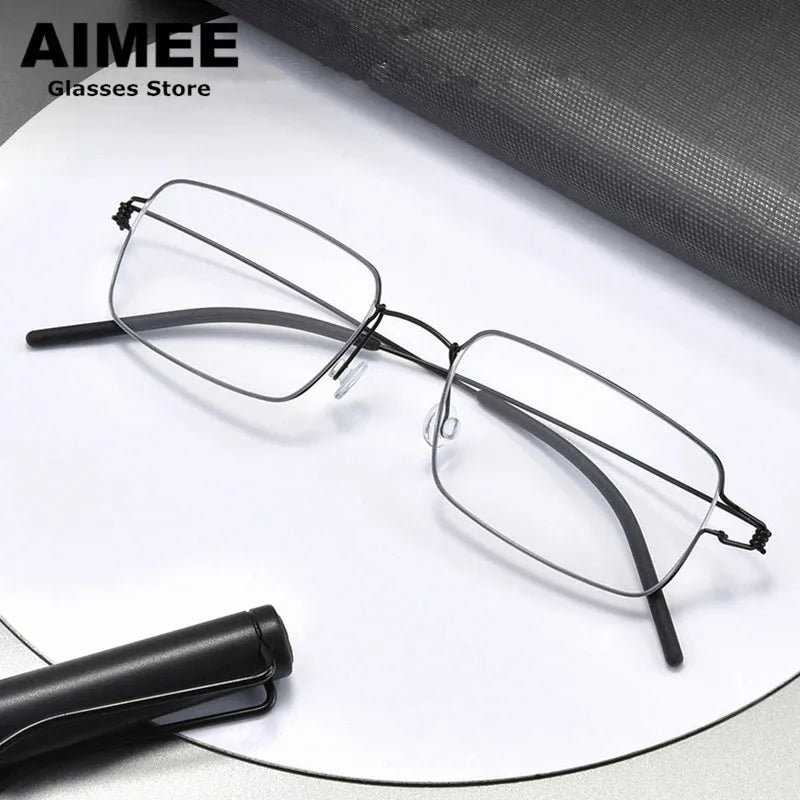 Aimee Unisex Full Rim Square Screwless Titanium Alloy Eyeglasses Frame 19425 - Lightweight Durable Glasses for Men & Women, Perfect for Work, Reading & Daily Wear