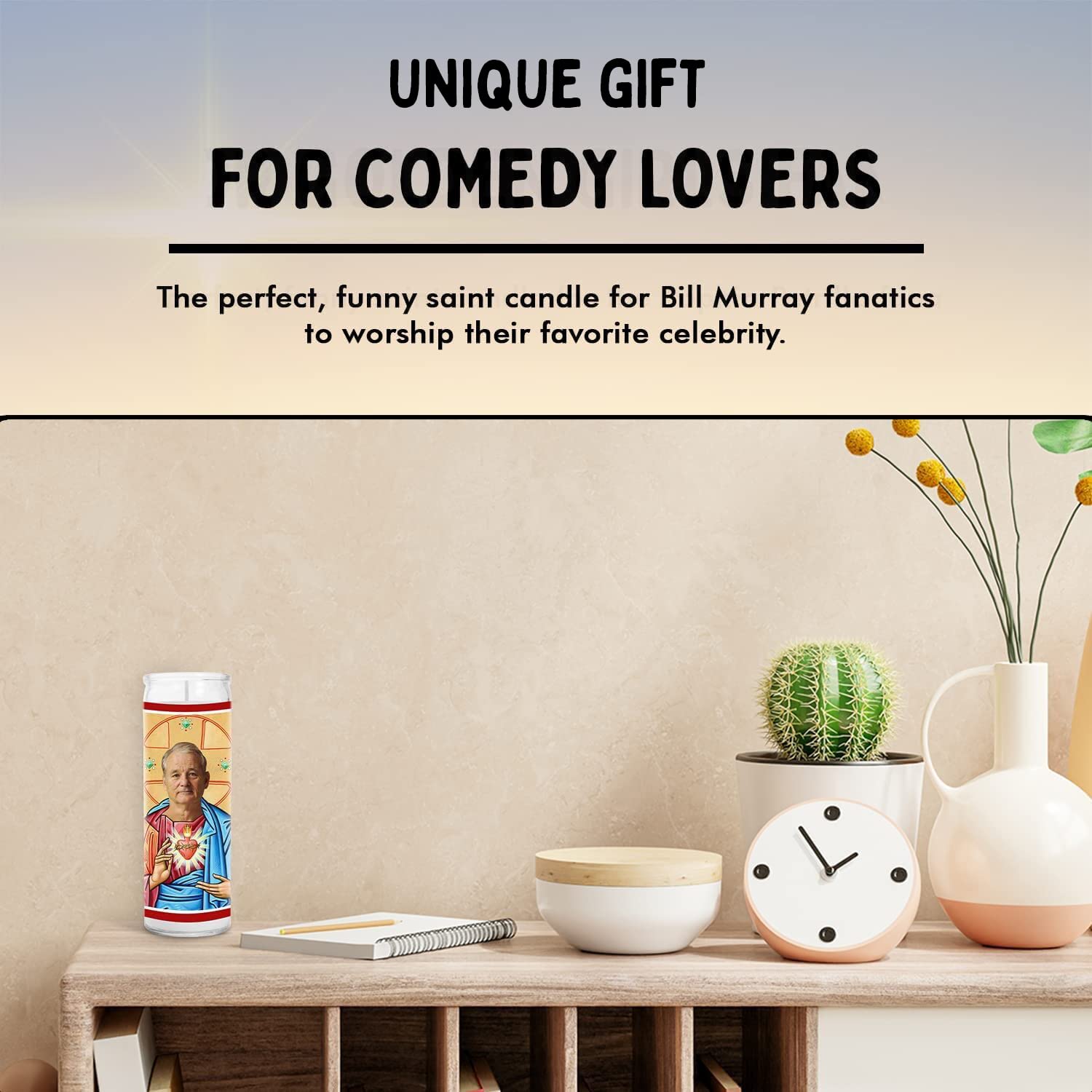 Murray Funny Gift Candle - 8 Inch Glass Prayer Votive Candle Handmade in USA - Perfect for Celebrity Actor TV Show Movie Fans - Great for Home Decor, Gifts & Relaxation