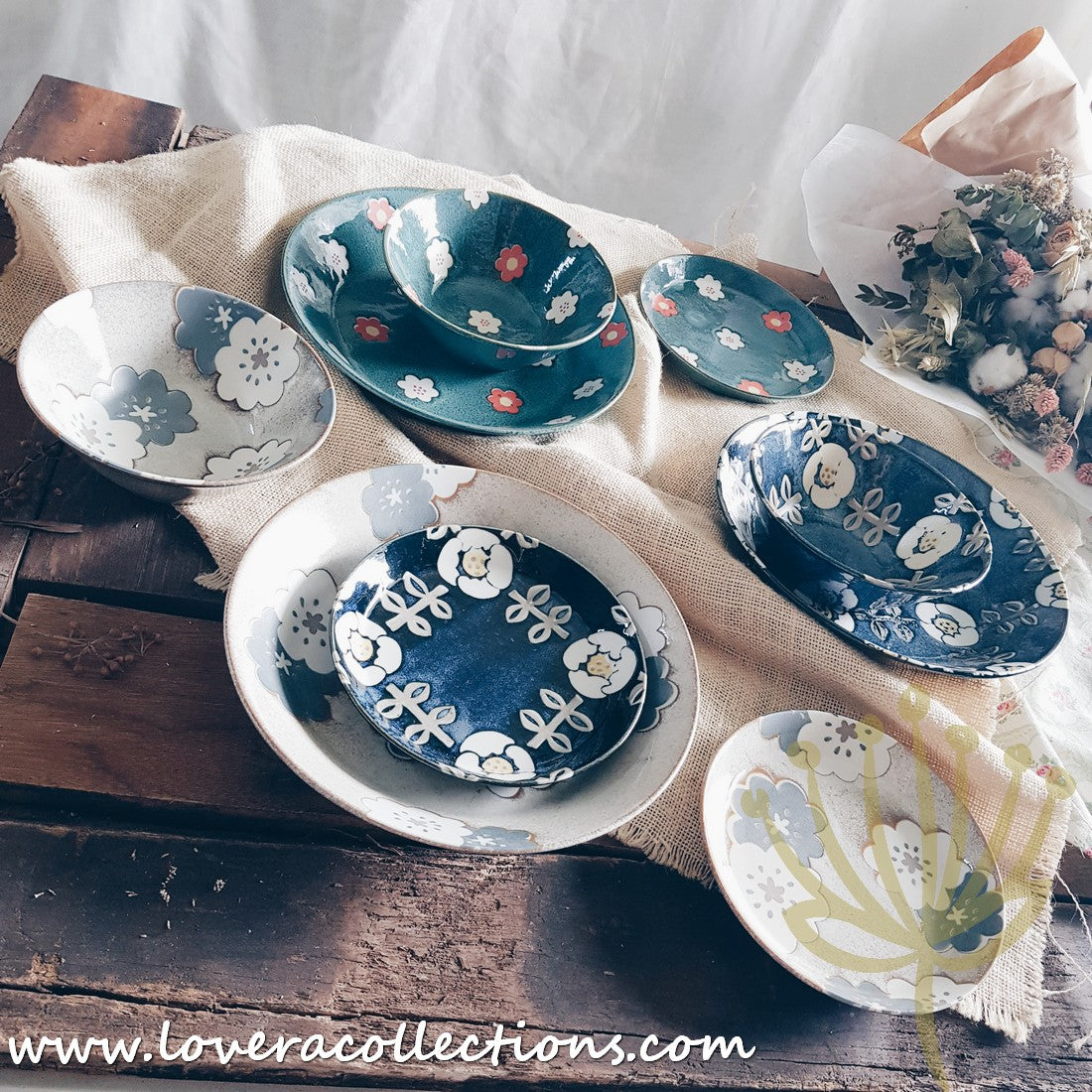 Aito Japan Nordic Floral Dinnerware Set - 60% Off Sale - Elegant Plates, Bowls & Cups for Home Dining, Wedding Registry & Gift Giving