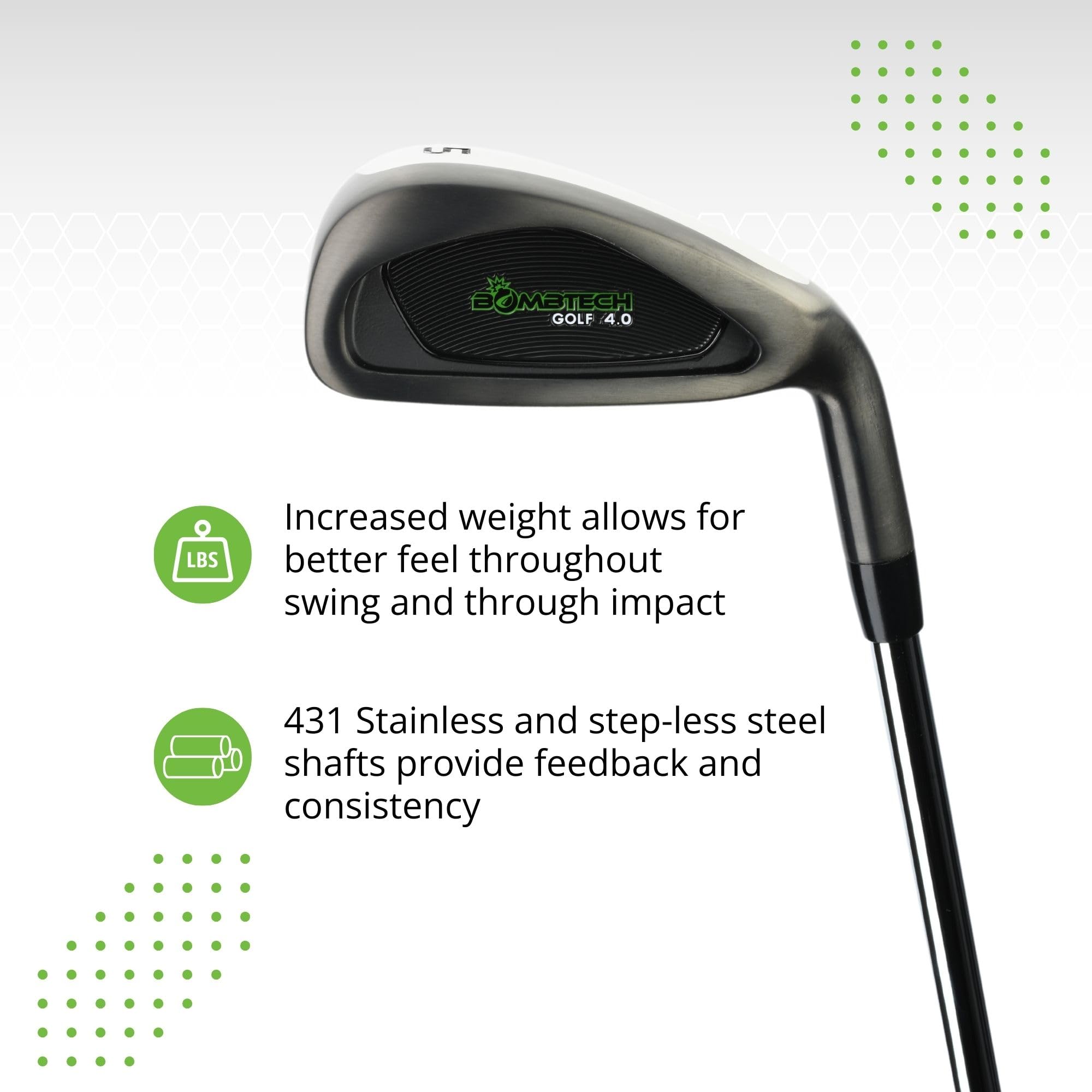 BombTech Golf 4.0 Premium Iron Set - Right-Handed Golf Clubs (4-PW) - Forged Irons for Distance & Forgiveness - Perfect for Mid-Handicap Golfers on Course & Driving Range