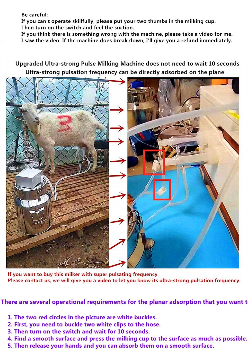 5L Upgraded Rechargeable High-Power Vacuum Milking Machine for Cows - Ultra Strong Pulsation & Suction - Perfect for Small Farms, Homesteads, and Dairy Production