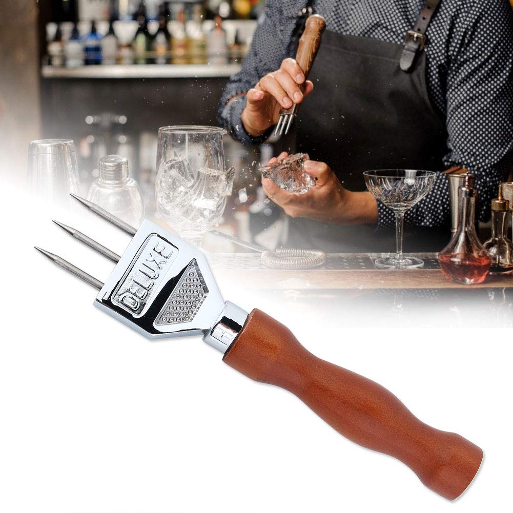 Jeffergarden Stainless Steel Ice Chisel with Wood Handle - Heavy Duty Ice Removal Pick, Crushed Ice Chipper for Bartenders & Home Bars - Perfect for Cocktails, Ice Sculpting & Kitchen Use