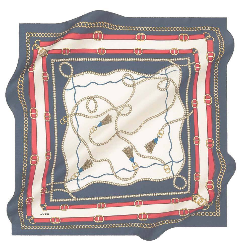 Aker Silk Cotton Patterned Square Scarf #8029 422 - Stylish Fashion Accessory for Women, Perfect for Office, Party & Everyday Wear