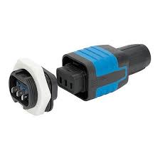 IP67 IEC Appliance Plug Set - 7 Socket S15, Screw Mounting, Rewireable Plug with Quick Connect Terminals (4.8x0.8mm) - Black/Blue - Ideal for Industrial Equipment, Outdoor Machinery & Marine Applications