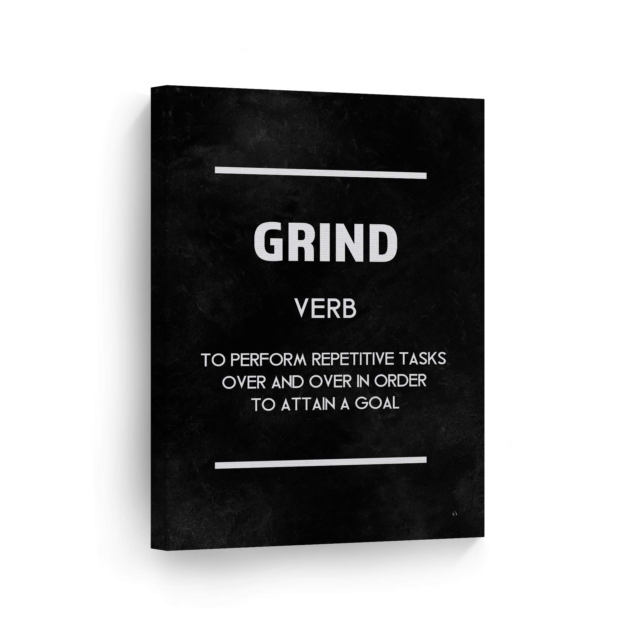 Grind Definition Dictionary Black Motivational Canvas Wall Art - Inspirational Office Decor for Entrepreneurs - Modern Canvas Print Ready to Hang (36x24) - Perfect for Home Office, Business Spaces & Motivational Gifts