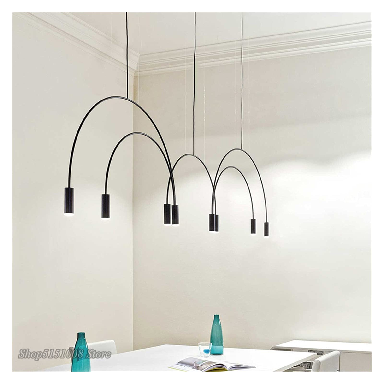 Postmodern Spot Chandelier Lighting - Golden 1 Head Designer Arch Hanging Lamp for Restaurant, Living Room & Bedroom | Elegant Ceiling Fixture for Dining Areas, Hallways and Entryways