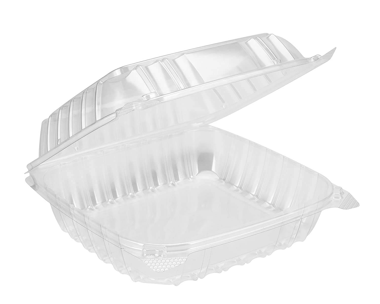 250-Pack Clear Plastic Food Storage Containers with Hinged Lids - 8x8x3 Inch Reusable Clamshell Containers for Meal Prep, Takeout, Salad & Dessert | Perfect for Restaurants, Catering & Home Use