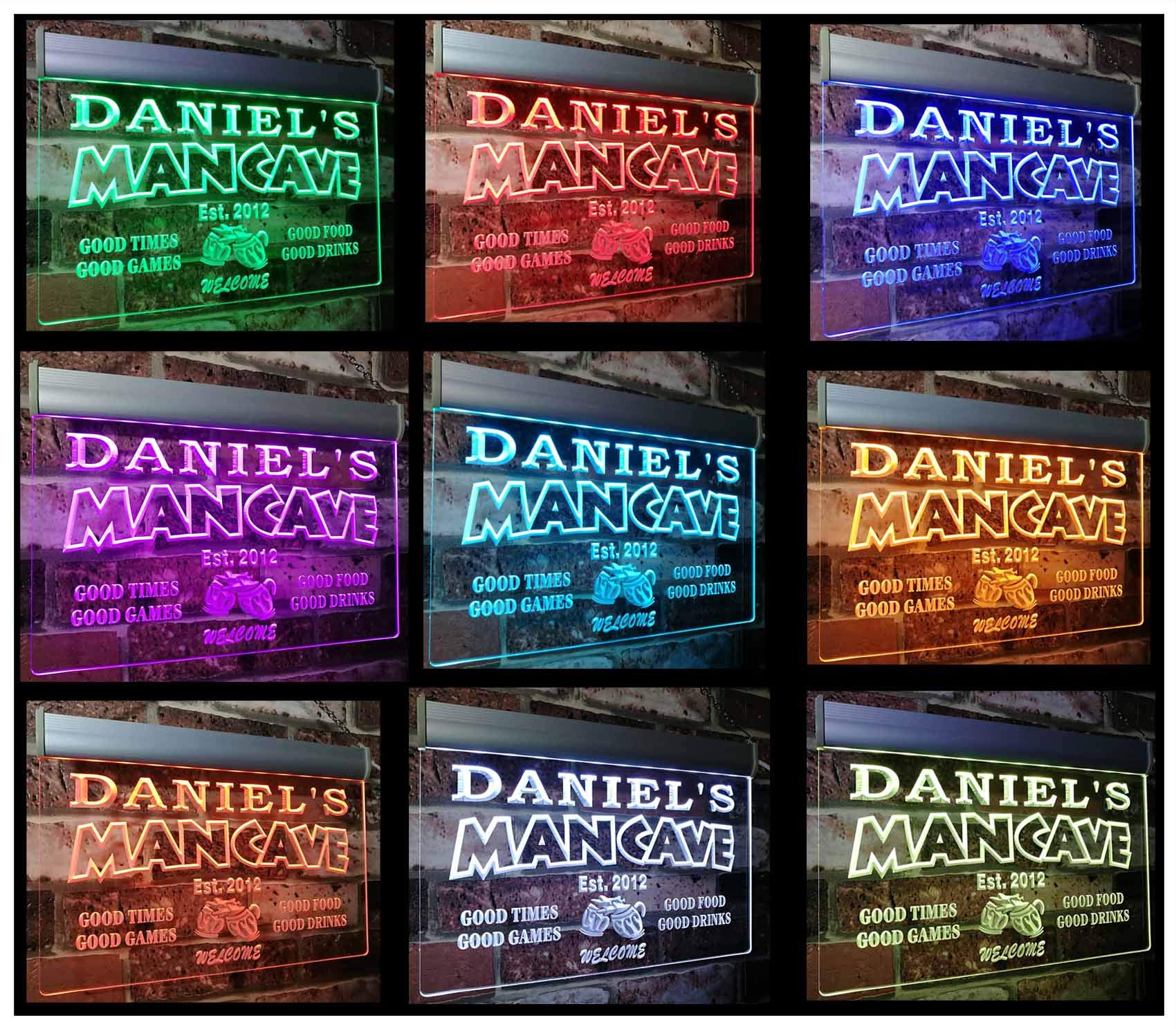 ADVPRO Custom LED Neon Sign for Man Cave Bar - Personalized with Your Name & Established Date, 20 Colors, 19 Dynamic Modes, Remote Control, Adjustable Speed & Brightness (24x16 Inches) - Perfect for Home Bars, Game Rooms & Personalized Gifts