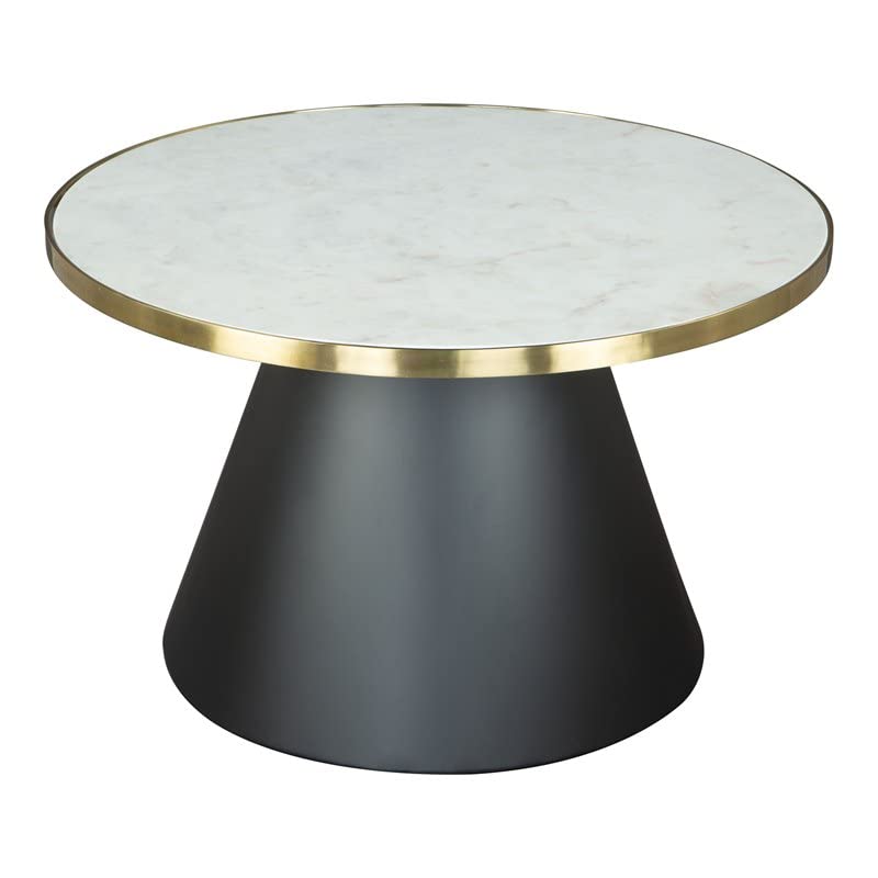 Eden Home Black Stainless Steel & Marble Coffee Table with MDF Base - Modern Living Room Furniture for Small Spaces & Apartments