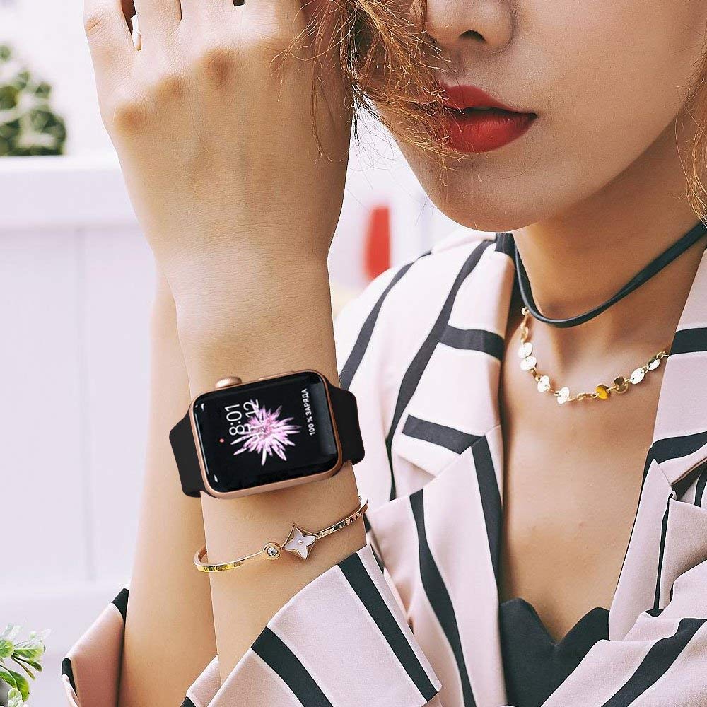 Premium Soft Silicone Replacement Watch Bands for Apple Watch Series 8/7/6/5/4/3/2/1/SE - Compatible with 38mm/40mm/41mm/42mm/44mm/45mm/49mm - Sport Wristband for Women & Men - Perfect for Workouts, Running & Everyday Wear