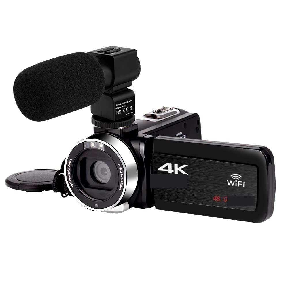 **AUBEST 4K Digital Camcorder with 48MP, 18X Zoom & Wide Angle Lens - Perfect for Vlogging, Live Streaming, Time Lapse & Loop Recording (Includes 64GB SD Card & External Microphone) - Ideal for YouTube, Travel, Events & Content Creation**