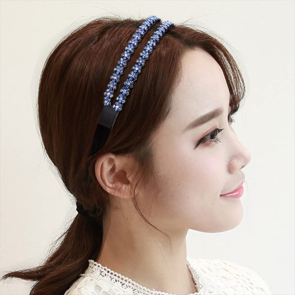 Lurrose 3-Pack Crystal Teeth Headbands for Women - Rhinestone Flower Hard Plastic Double Row Non-Slip Hair Bands | Perfect for Weddings, Parties, and Special Occasions