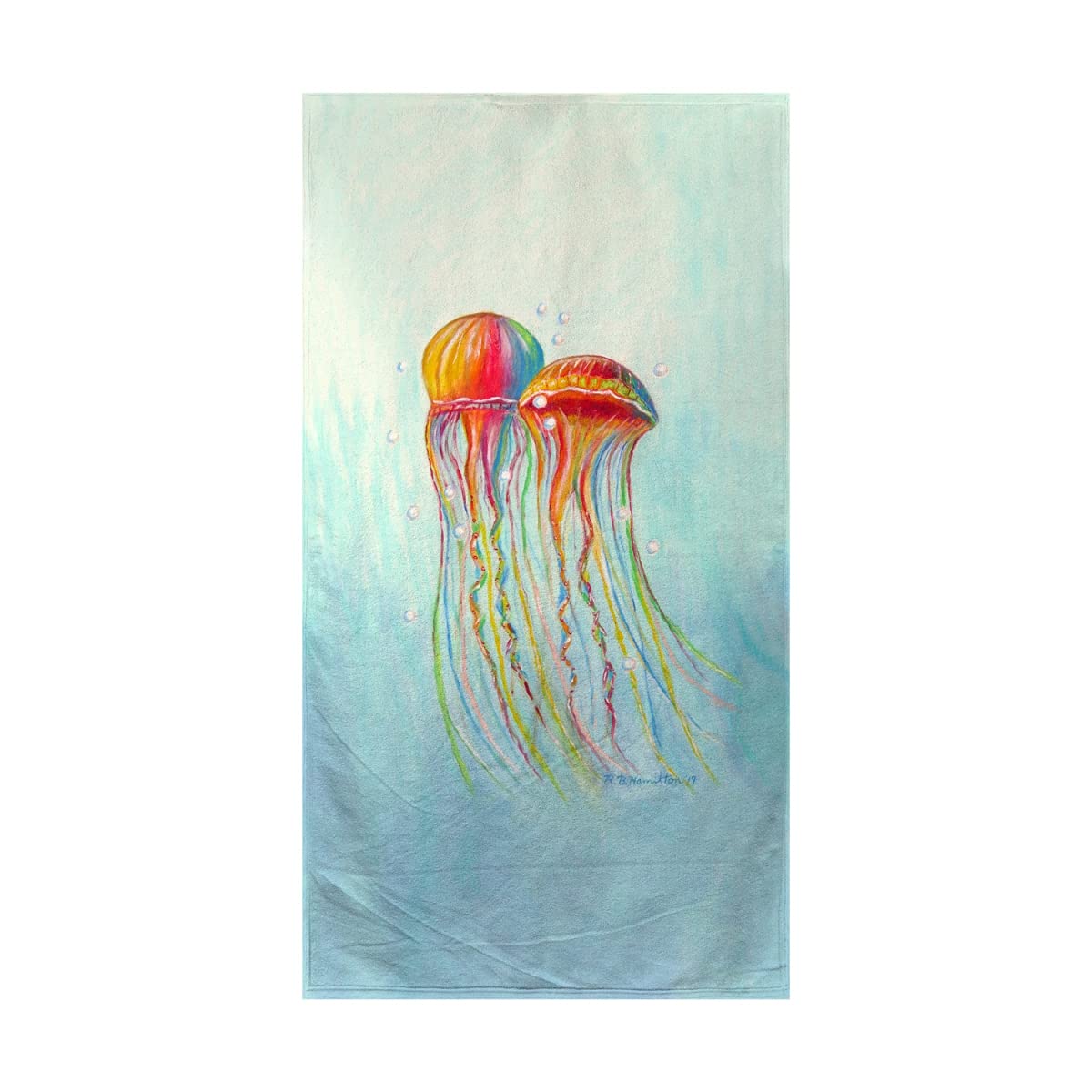 Betsy Drake Colorful Jellyfish Beach Towel - Large Soft Quick-Dry Bath Towel for Pool, Beach, Yoga & Outdoor Activities