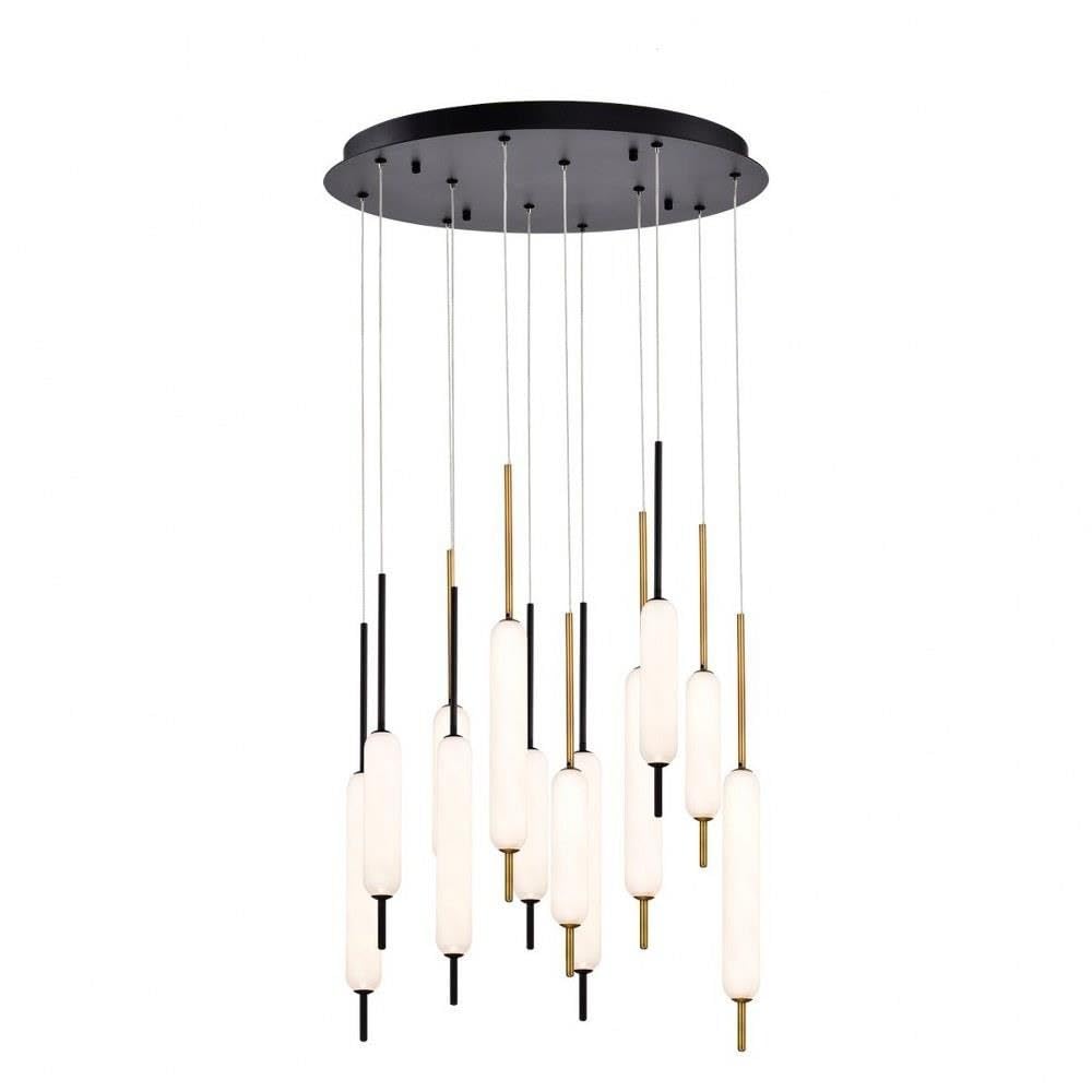 12-Light Round Chandelier - Antique Brass/Black/Satin Nickel Finish Modern Ceiling Light Fixture for Dining Room, Living Room & Bedroom Lighting | Model 79-Bel-4186822