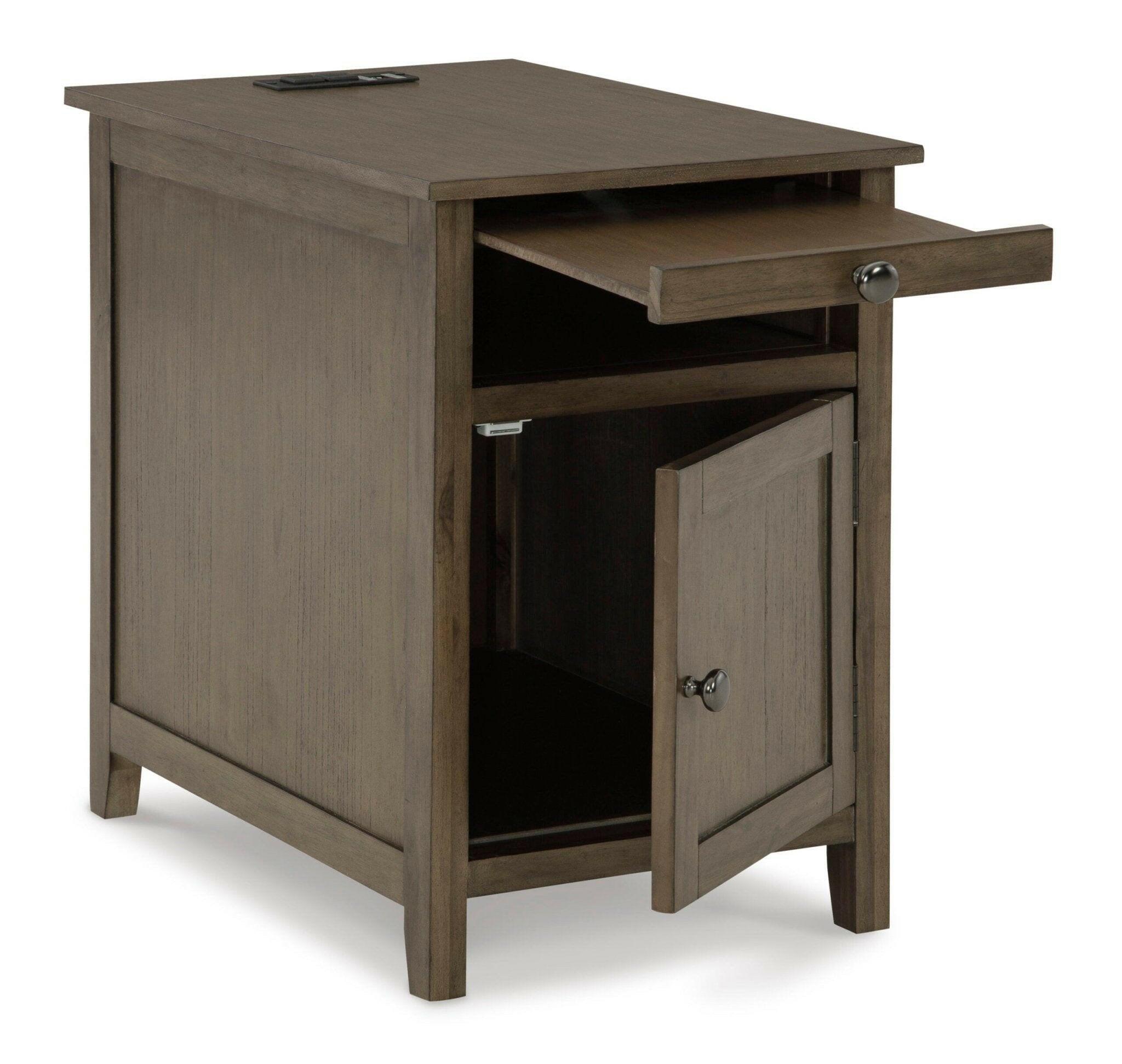 Treytown Gray Chairside End Table T300 217 - Modern Side Table for Living Room, Bedroom & Office - Small Accent Table with Storage Shelf