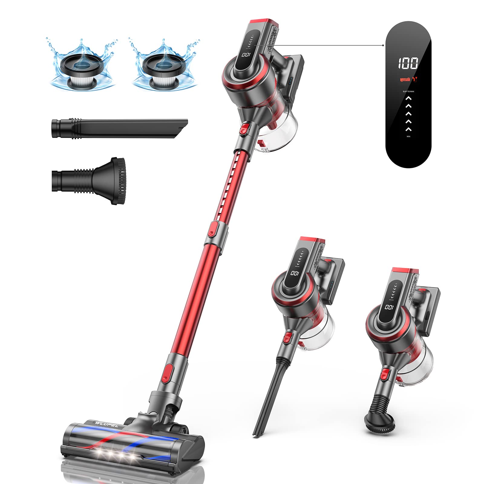 Hero 8 Pro Cordless Vacuum Cleaner - 400W Powerful Stick Vacuum with 33kPa Suction, LED Touch Display & 55min Runtime - Ideal for Pet Hair Removal, Carpet Cleaning & Hardwood Floors - Perfect for Home, Office and Car Interior Cleaning