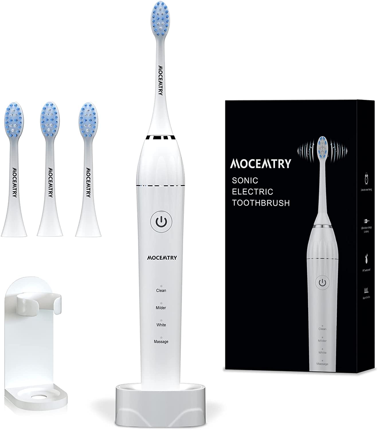 MOCEMTRY Sonic Electric Toothbrush for Adults - Rechargeable Toothbrush with 4 DuPont Brush Heads & 4 Cleaning Modes, IPX7 Waterproof - Perfect for Travel, Home & Daily Oral Care