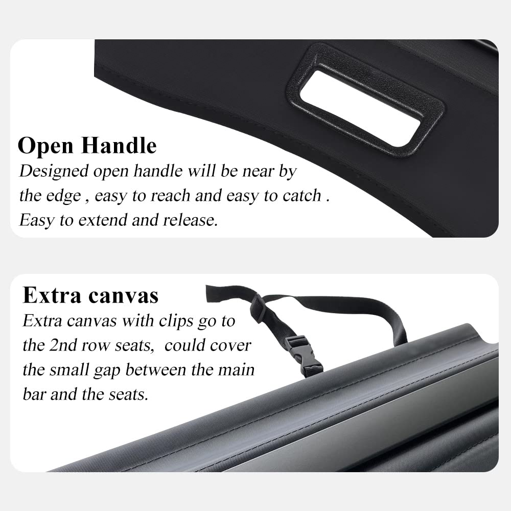 VESUL Retractable Cargo Cover Privacy Screen for 2014-2019 Toyota Highlander with Two Captain Chairs - Window Shade, Wind Deflector, Rain Guard & Sun Shield for Car Protection and Comfort During Travel