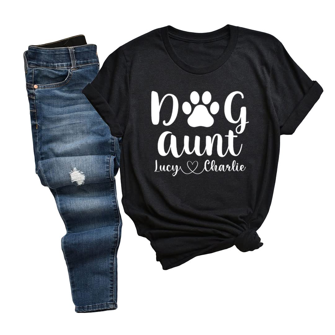 Custom Dog Aunt T-Shirt with Your Pet's Name - Perfect Gift for Dog Lovers & Dog Moms - Great for Birthdays, Holidays & Family Gatherings