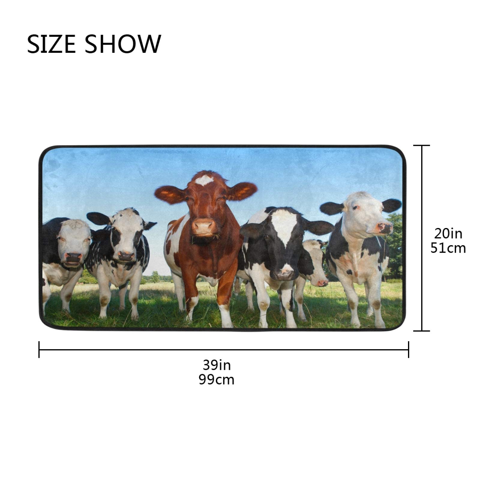 MOYYO Anti-Fatigue Kitchen Mat - Non-Slip Cow Print Floor Rug, Oil & Stain Resistant, Easy to Clean - Comfortable Cushion for Standing - Perfect for Kitchen, Bathroom, Indoor/Outdoor Entryway & High-Traffic Areas