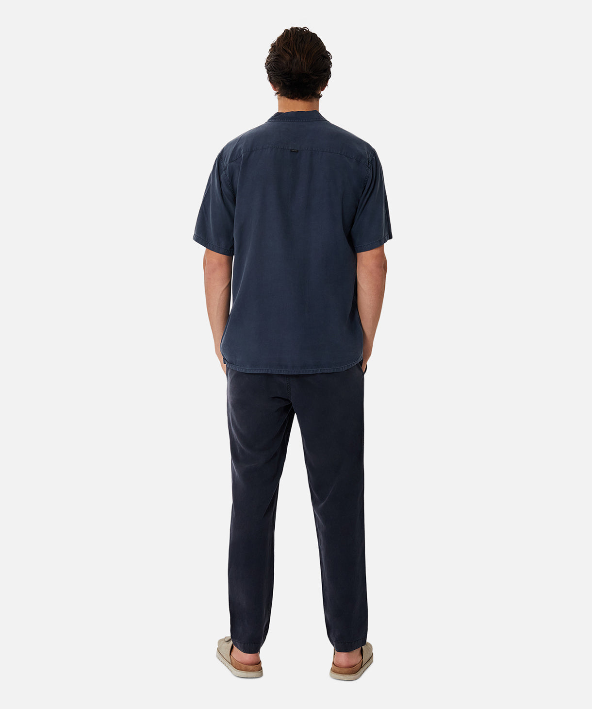 Premium Tencel Camp Collar Short Sleeve Shirt for Men - Navy Blue | Breathable & Eco-Friendly Casual Wear for Summer Outings, Beach Vacations & Outdoor Adventures