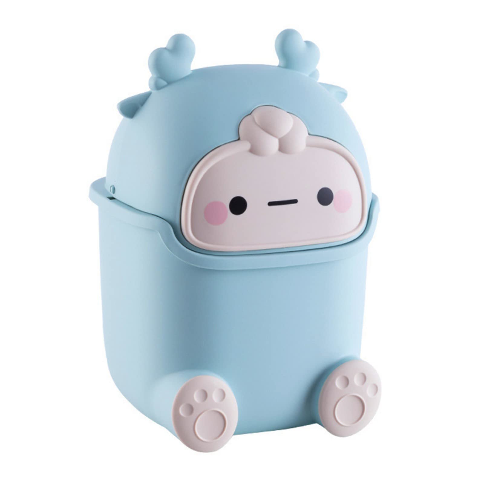 Ochine Mini Trash Can with Lid - Cute Cartoon Monster Deer Design Small Wastebasket for Desk, Countertop, Tabletop - Perfect for Home, Office, Bathroom, Kitchen & Bedroom Organization | Compact Garbage Bin for Workspaces, Vanities & Nightstands