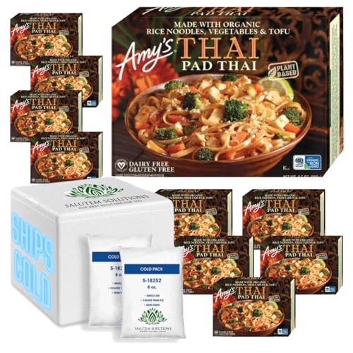 Salutem Vita - Amy's Kitchen Gluten Free Pad Thai Noodles with Vegetables & Tofu 9.5 oz (Pack of 10) | Vegan Asian Stir Fry Meal | Quick Lunch & Dinner Solution