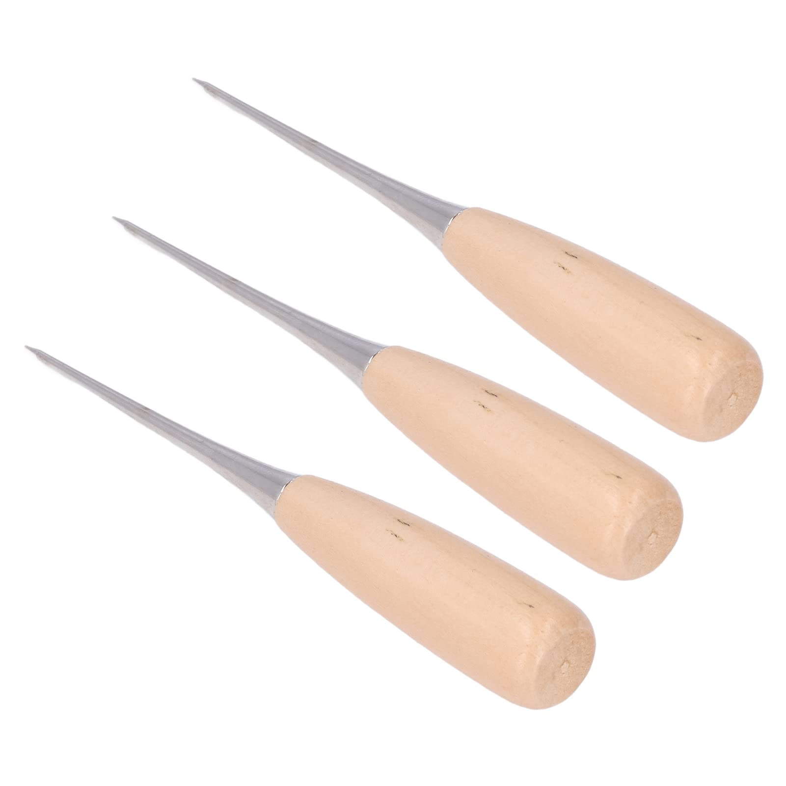 3Pcs Heat-Treated Leather Awl Set - Durable Hole Punch Tool for Leather Craft, Bookbinding & DIY Projects | Perfect for Leatherworking, Paper Craft & Sewing Projects