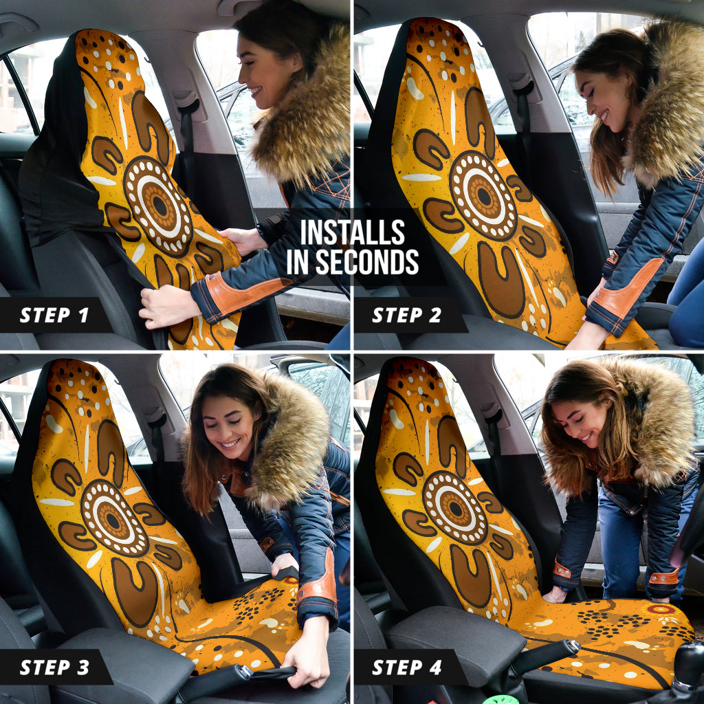 Premium Australian Aboriginal Art Car Seat Covers - Spring Style Design (2-Piece Set) for SUVs, Trucks & Sedans | Durable & Stylish Interior Upgrade