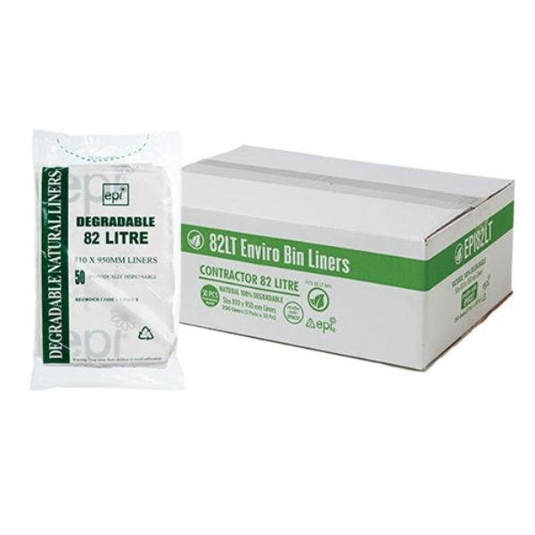 Eco-Friendly 82Lt Contractor Trash Bags - Heavy Duty Natural Bin Liners for Home, Office & Commercial Use