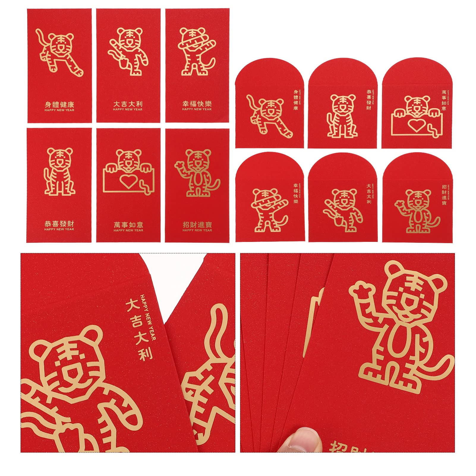 NUOBESTY 12pcs 2022 Year of The Tiger Red Envelopes - Chinese New Year Lucky Money Packets for Kids, Weddings & Celebrations | Festive Gift Bags for Chinese New Year, Birthday Gifts & Special Occasions