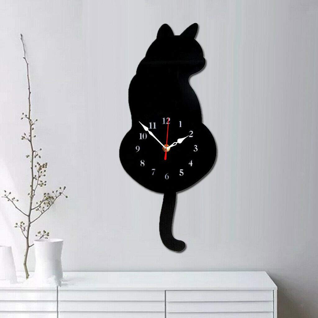 Stylish Acrylic Cat Wall Clock with Wagging Tail - Modern Home & Office Decor for Cat Lovers | Perfect for Living Room, Bedroom, or Workspace
