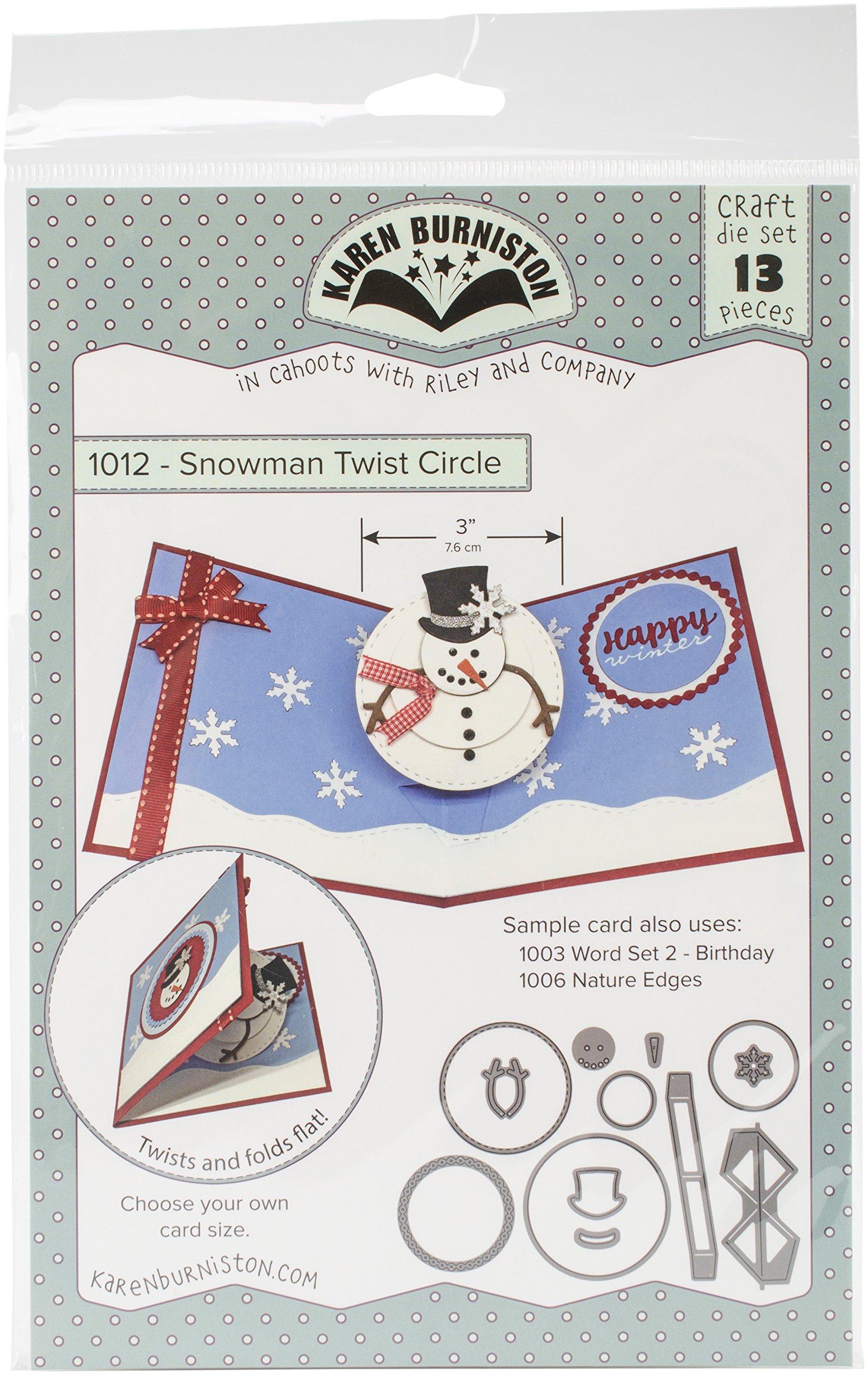 KB Riley 1012 Karen Burniston Snowman Twist Circle Pop-Up Dies for Card Making - Perfect for Christmas Greeting Cards, DIY Scrapbooking & Holiday Crafts