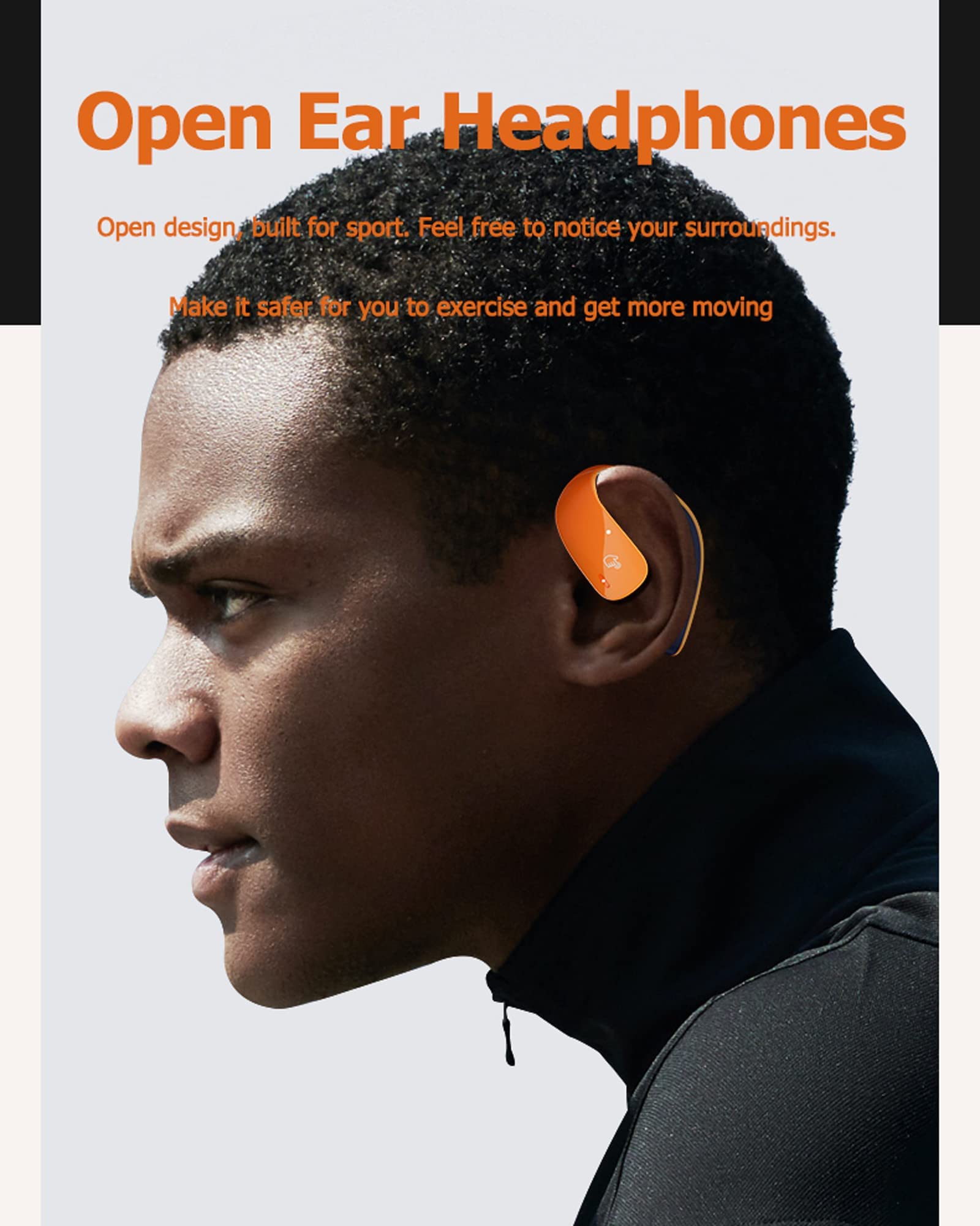 Open Ear Bluetooth Headphones Wireless - Bone Conduction Headset with Earhooks, Sweatproof for Running, Cycling & Gym Workouts - Comfortable Over-Ear Wireless Earbuds for Sports & Outdoor Activities