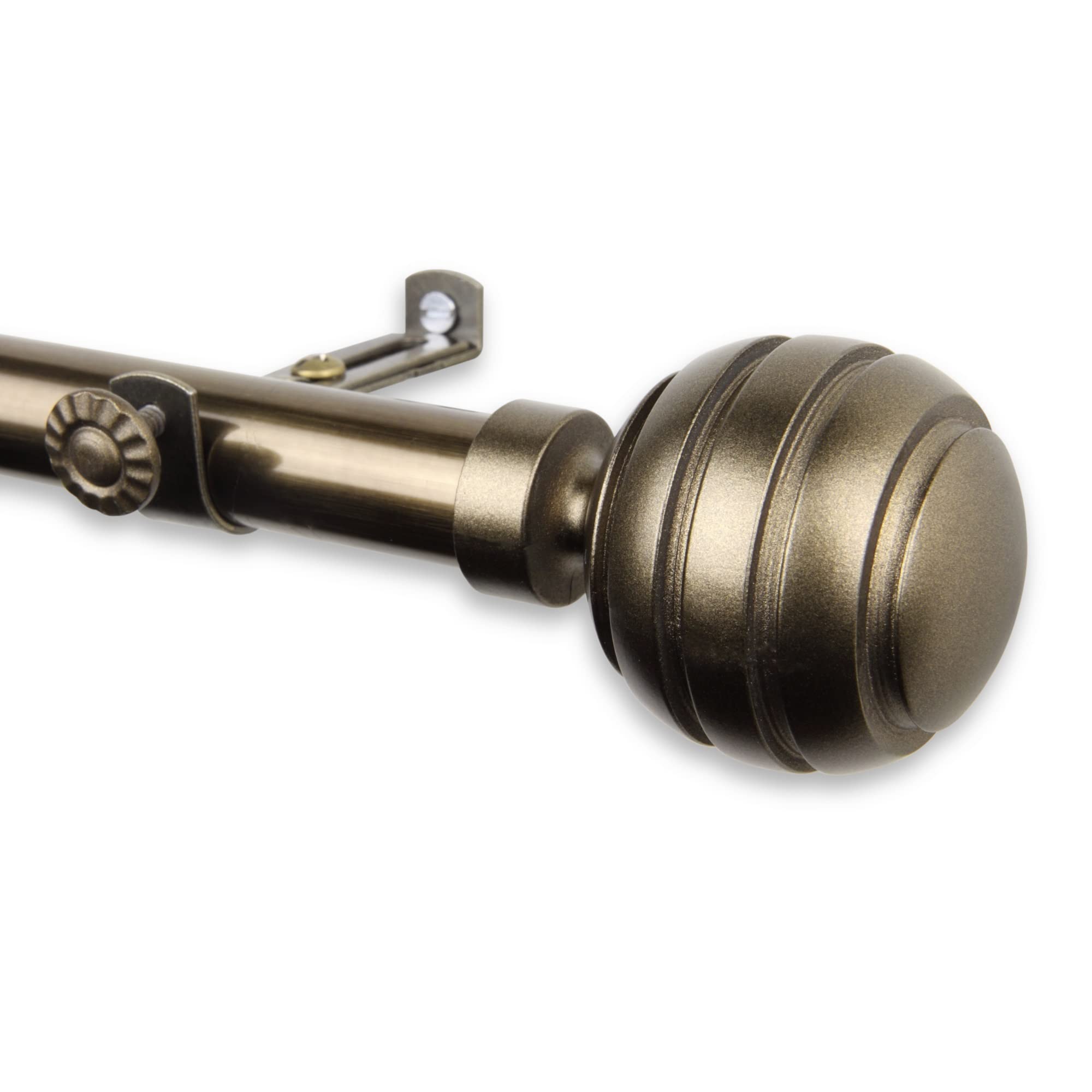 Rod Astamoda Olga 3/4 Inch Diameter Antique Brass Curtain Rod 120-170 Inches - Perfect for Living Room, Bedroom & Window Treatments
