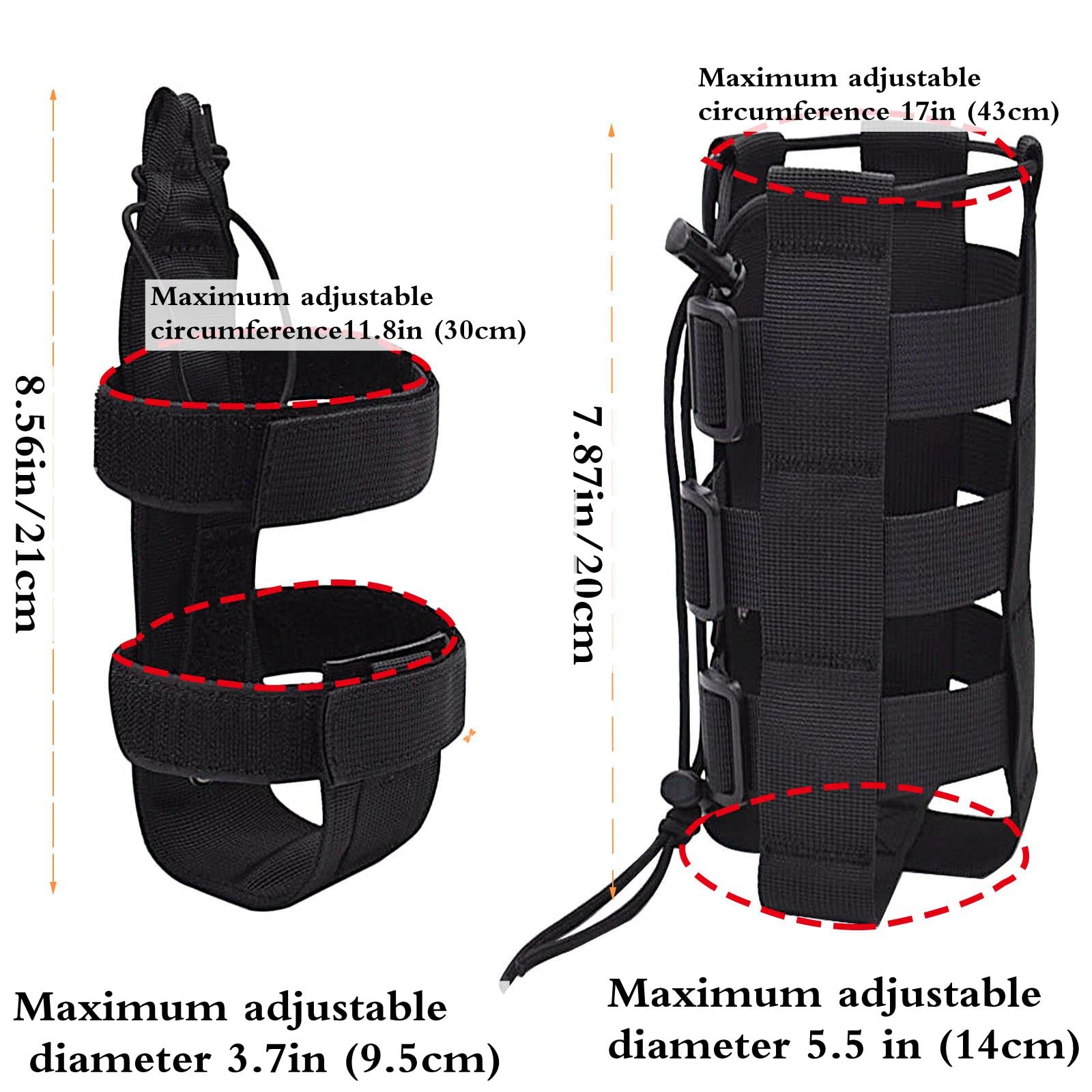 Tactical Water Bottle Holder Pouch - Adjustable MOLLE Belt Bottle Carrier for 17-84 Oz - Customizable Hydration Pack for Hiking, Camping & Outdoor Adventures
