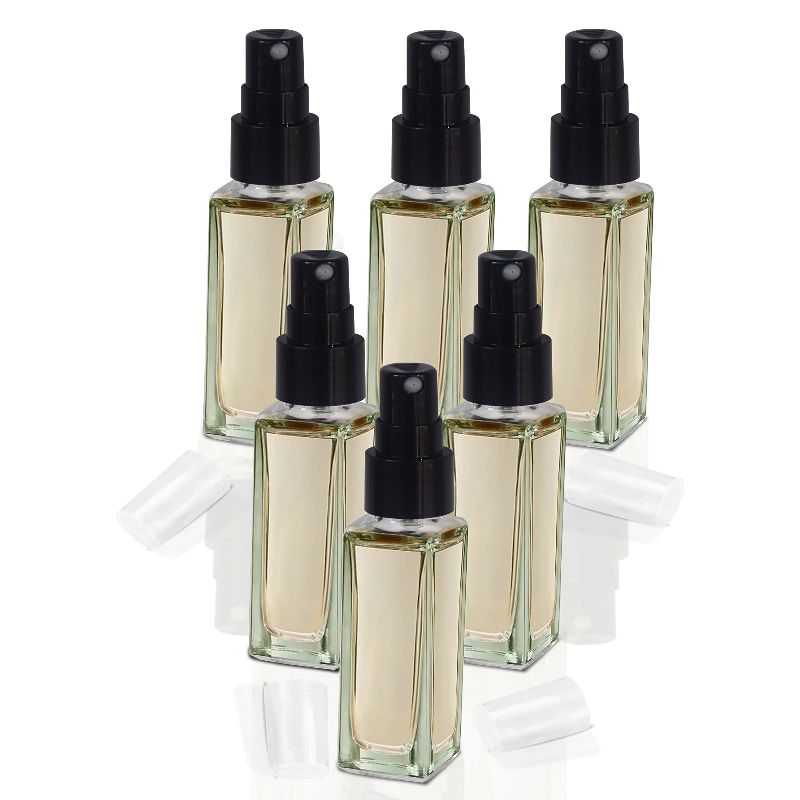 Pure Source India Refillable Perfume Bottles - 8ml Clear Glass Spray Bottles with Pump for Essential Oils, Aromatic Water & Fragrance Blends (Set of 6) - Perfect for Travel, Home Scenting & DIY Beauty Products