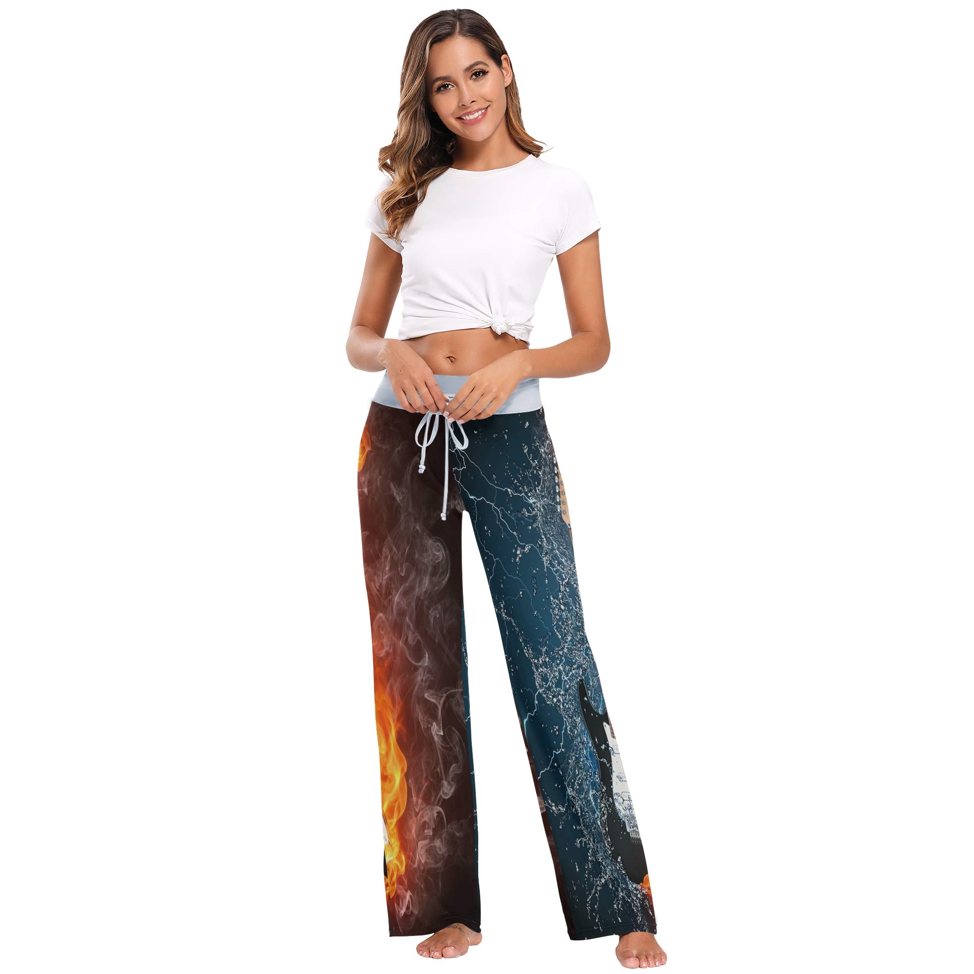 ALAZA Women's Electric Guitar Print Pajama Pants - Soft Stretchy Lounge Pants with Wide Leg Design for Sleepwear, Yoga & Casual Wear