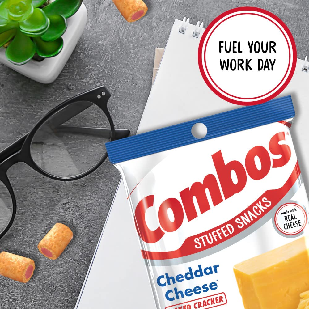 COMBOS Baked Cheddar Cheese & Crackers Snack Packs - 6.3oz Bulk Bags (12 Pack) | Perfect for School Lunches, Office Snacks & Road Trips