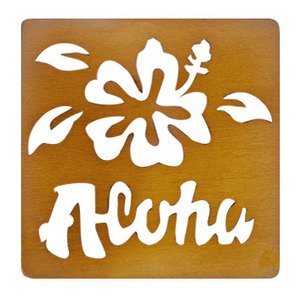 Premium Hawaiian Laser Cut Wood Coasters Set of 4 - Tropical Aloha Design for Drinks & Hot Beverages - Perfect for Home Bar, Beach House, and Luau Party Decor