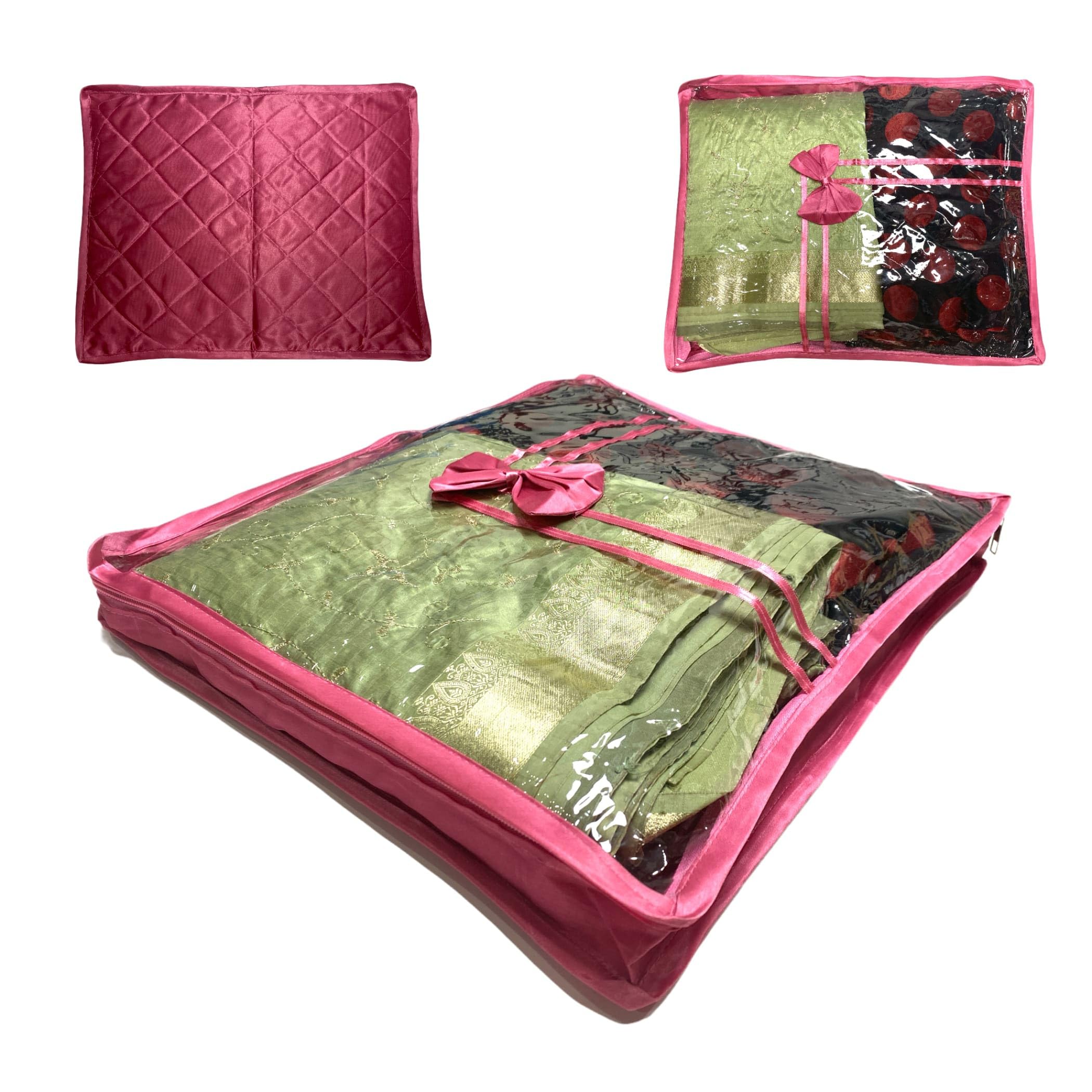 LOVENSPIRE 4-Piece Velvet Sari Bags with Zipper Closure - Premium Saree Storage Organizer for Wardrobe, Travel & Gifting - Perfect for Wedding Favors, Birthday & Anniversary Presents