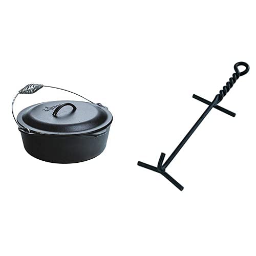 Lodge Cast Iron Dutch Oven with Lid Lifter - 9 Quart Enameled Cookware Set for Baking, Braising & Camping - Perfect for Oven, Stovetop & Outdoor Cooking