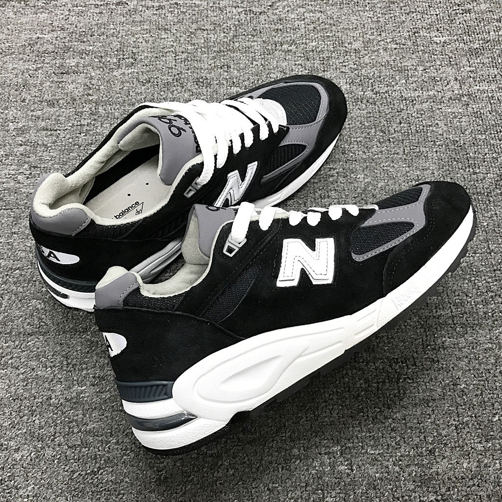 New Balance M990BK2 Men's Running Shoes - Black, Grey & White - Made in USA - Perfect for Jogging, Gym Workouts & Casual Wear