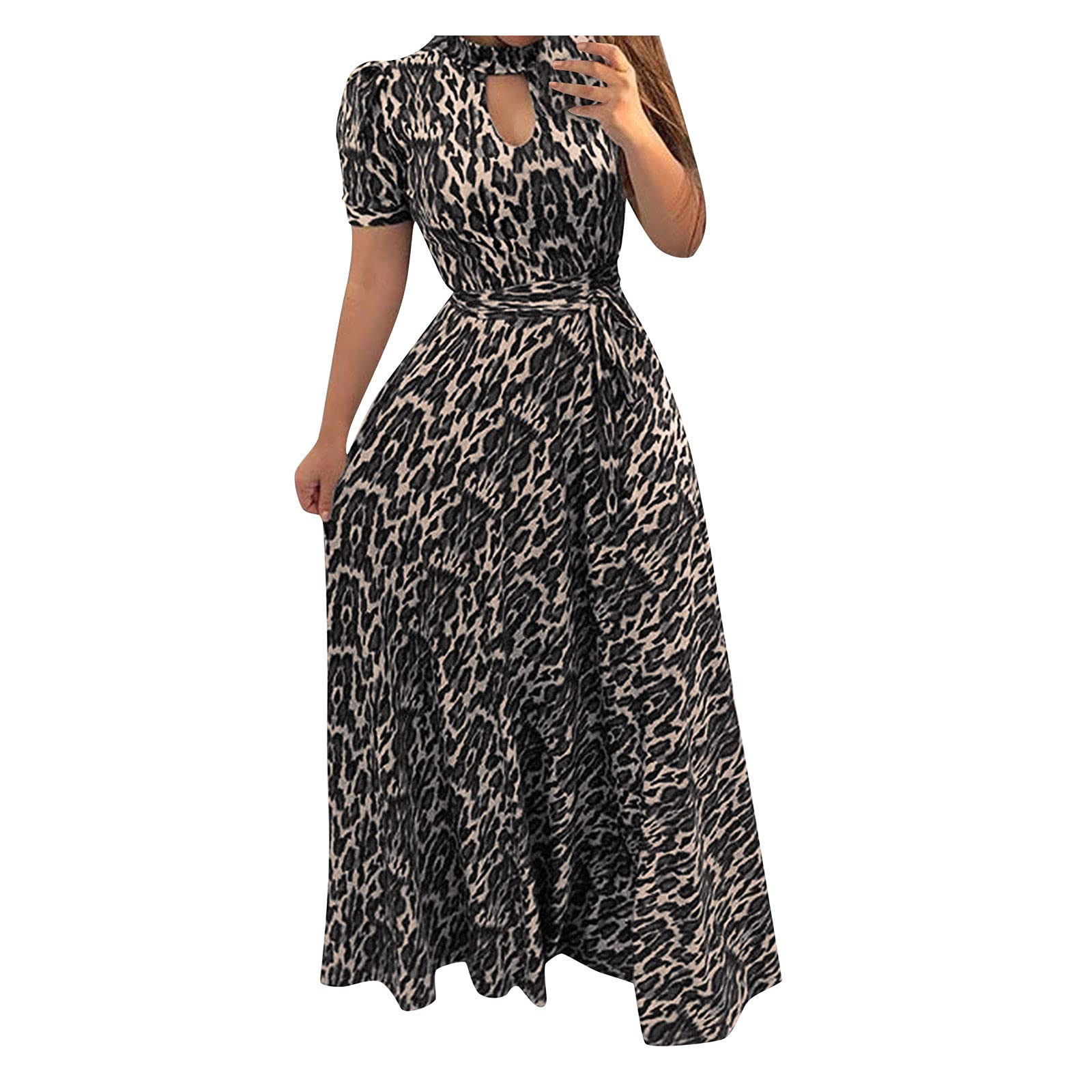 Smooto Smocked Ruffle Midi Tiered Dress for Women | Boys Black Dress Shoes | Women's Camo Summer Dress 2021 (Black, Size S) - Perfect for Casual Outings, Beach Vacations & Special Occasions