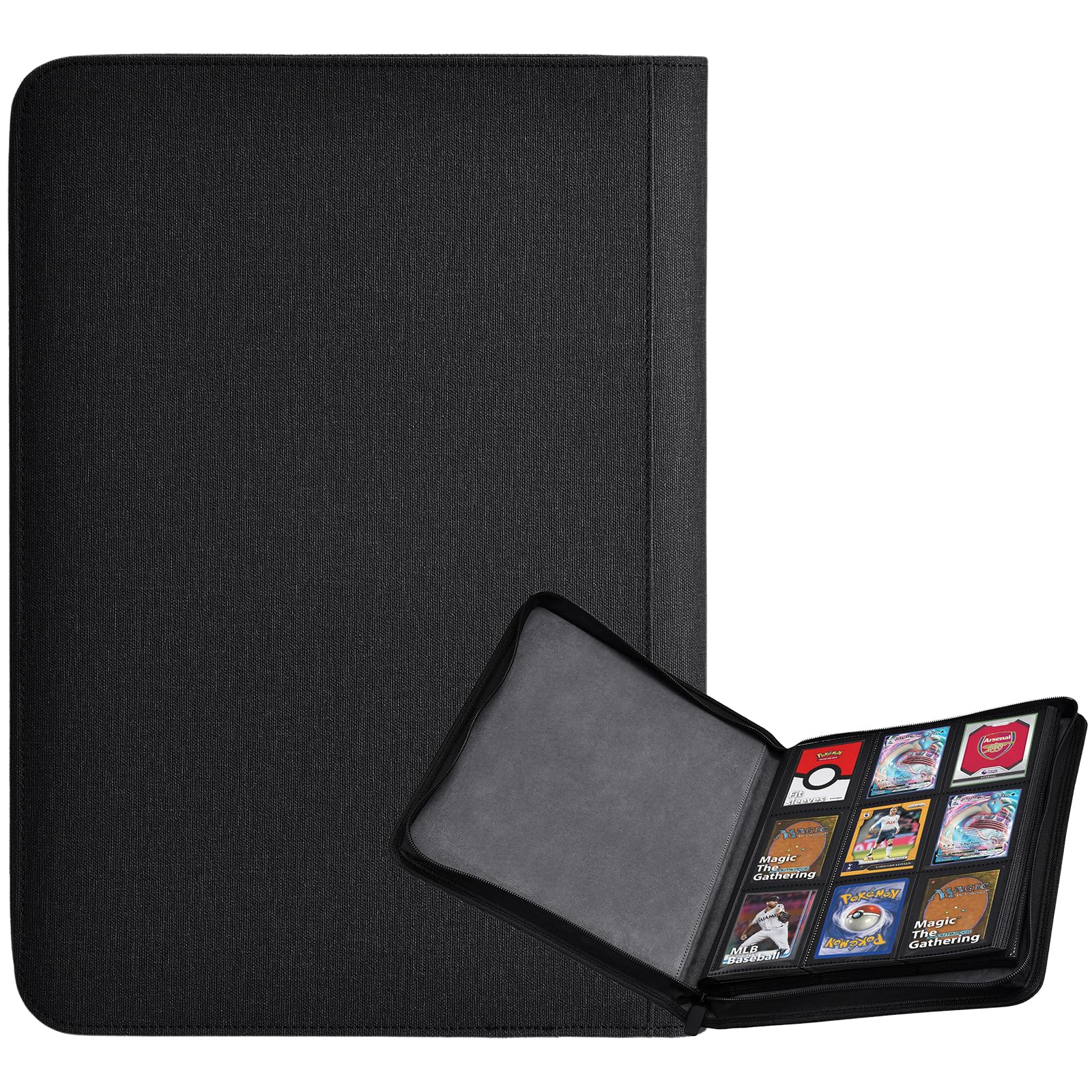 HerriaT 9-Pocket Trading Card Binder - Premium PU Leather Cover Holds 360 Cards | Durable Card Collection Album for YuGiOh, MTG, TCG, Pokemon, Sports Cards | Perfect for Gaming Tournaments & Card Collectors
