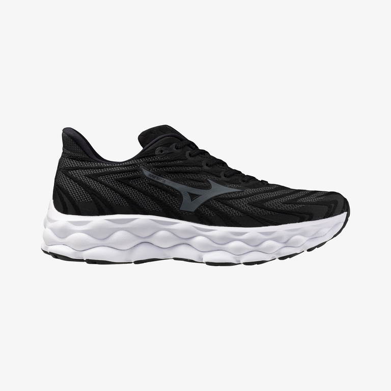 Mizuno Wave Sky 8 Running Shoes for Men (2E Wide Width) - Black Metallic Color | Cushioned Support for Long Distance Running & Marathon Training